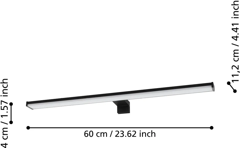 Éclairage miroir LED 60 cm PANDELLA 2 Noir mat IP44 design minimaliste