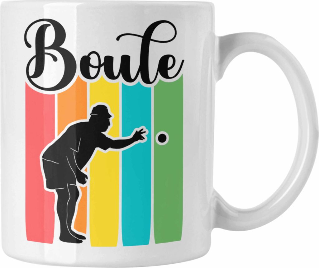 Trendation - Boule Tasse Geschenk Boule-Spieler Geschenkidee Spruch Vintage Boule Grafik (Weiß)