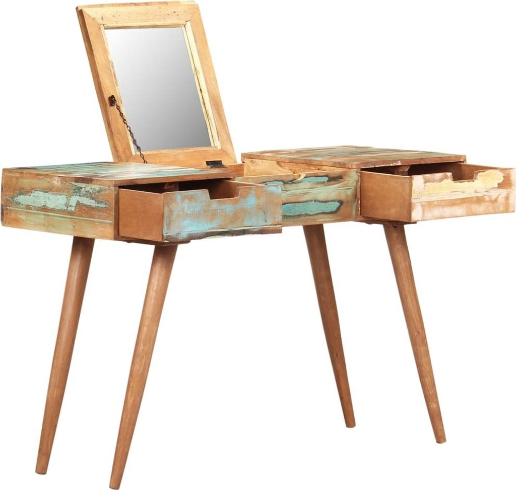 Schminktisch mit Spiegel 112x45x76 cm Altholz Massiv