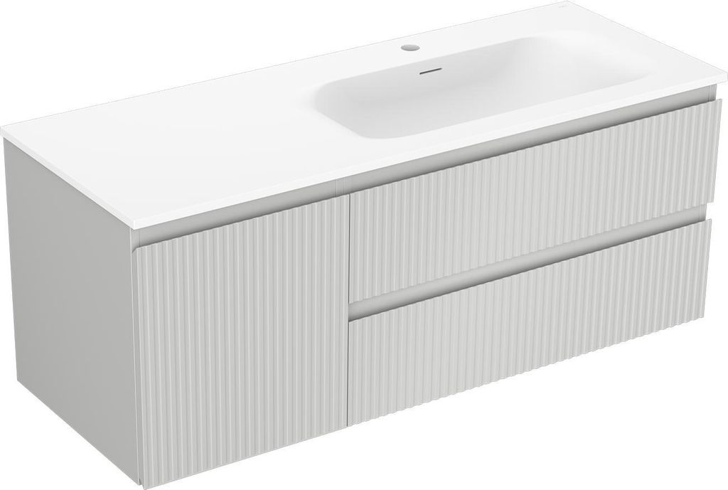 Mexen Orio Badezimmer-Unterschrank 90 cm mit Waschbecken Vela, 2 Schubladen, weiß glänzend - 91A10-09047-2-BFF00-W23M00