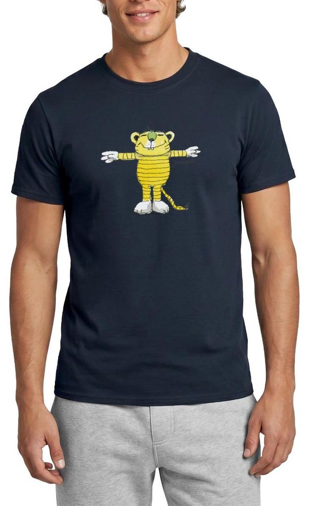 Spreadshirt Janosch Tiger Pose Männer T-Shirt, 3XL, Navy