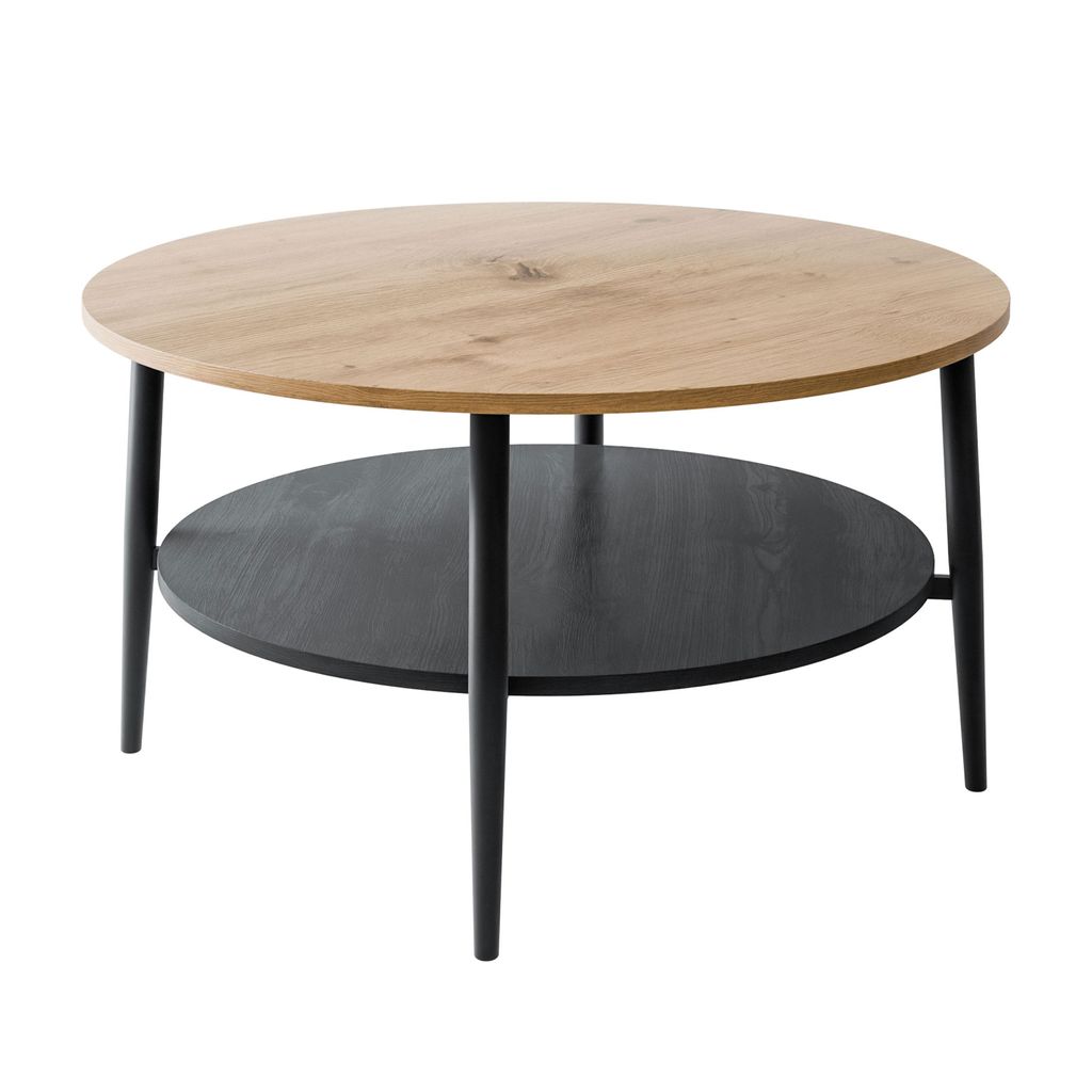 Couchtisch NORDIC mit schwarzen Beinen, Natur Eiche Produktbild 