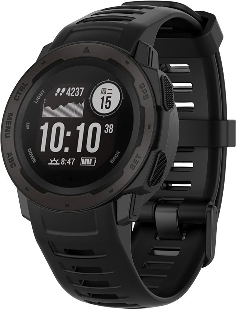 Strap-it Silikon-Smartwatch-Armband – passend für Garmin Instinct 1 / Garmin Instinct 2 – Schwarz