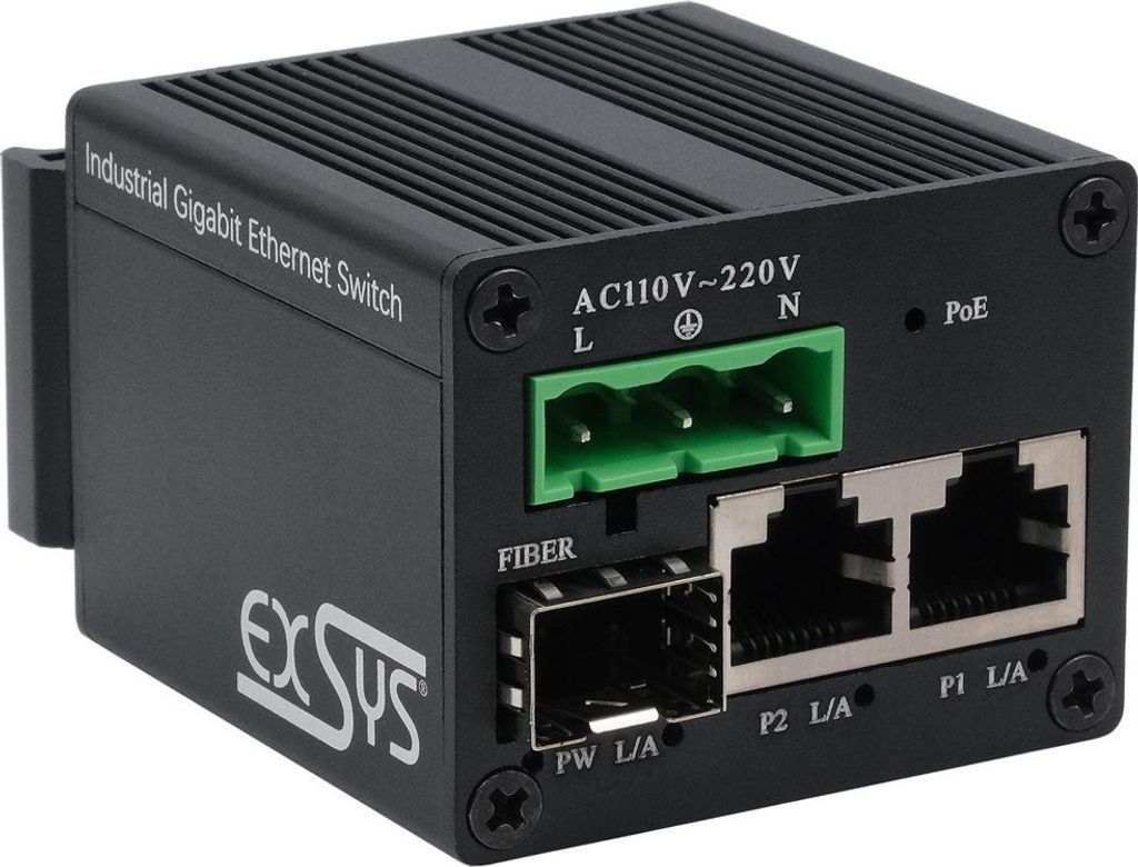 Exsys Switch 2+ Industrie SFP Micro2+ PoE+ unmanaged - Switch - 1 Gbps