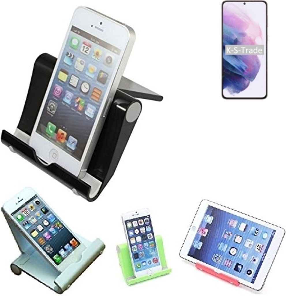 K-S-Trade Handy-Ständer kompatibel mit Samsung Galaxy S21+ 5G SD888 faltbarer Tischständer Smartphone Tablet Halterung Reise