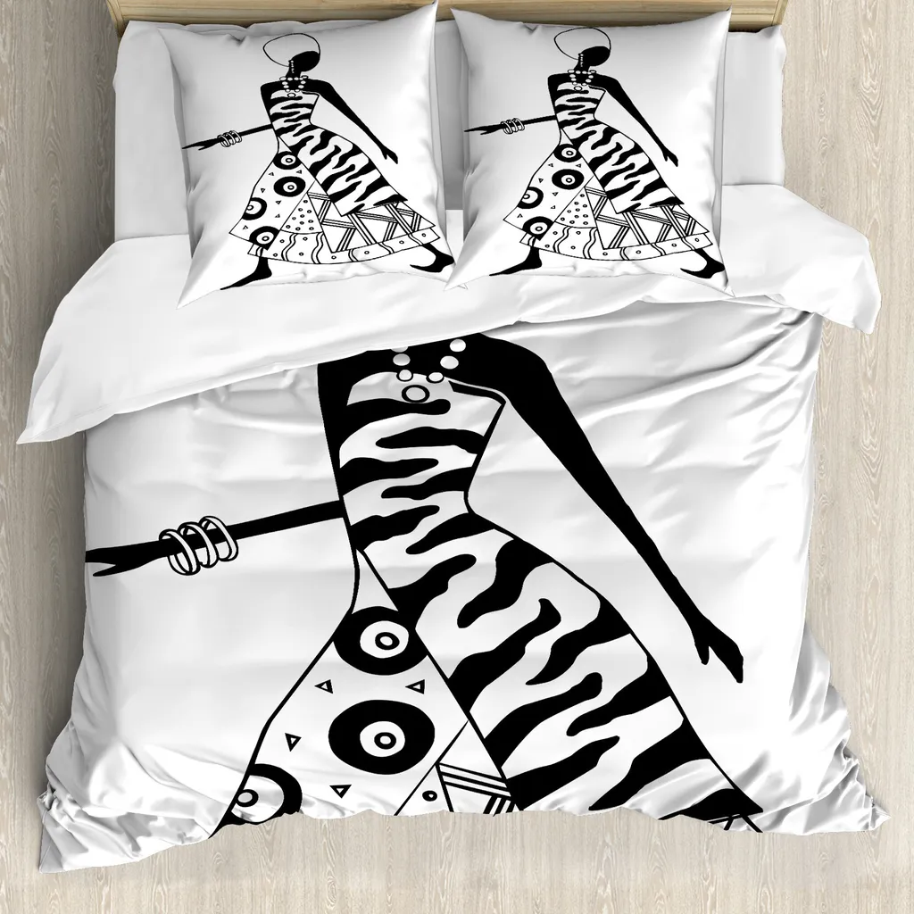 ABAKUHAUS Copripiumino Africano Tribale 155x220 - Set Anallergico