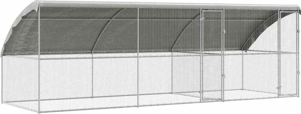 vidaXL Hühnerkäfig 3 pcs Silber 600 x 200 x 198,5 cm Verzinkter Stahl