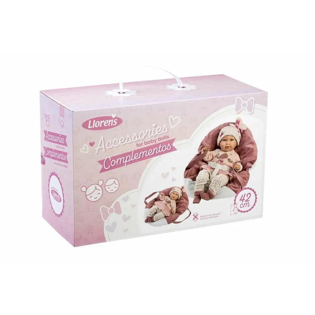 Vêtements Poupée 42 cm avec Porte-Bébé : Kit Accessoires Llorens Rose