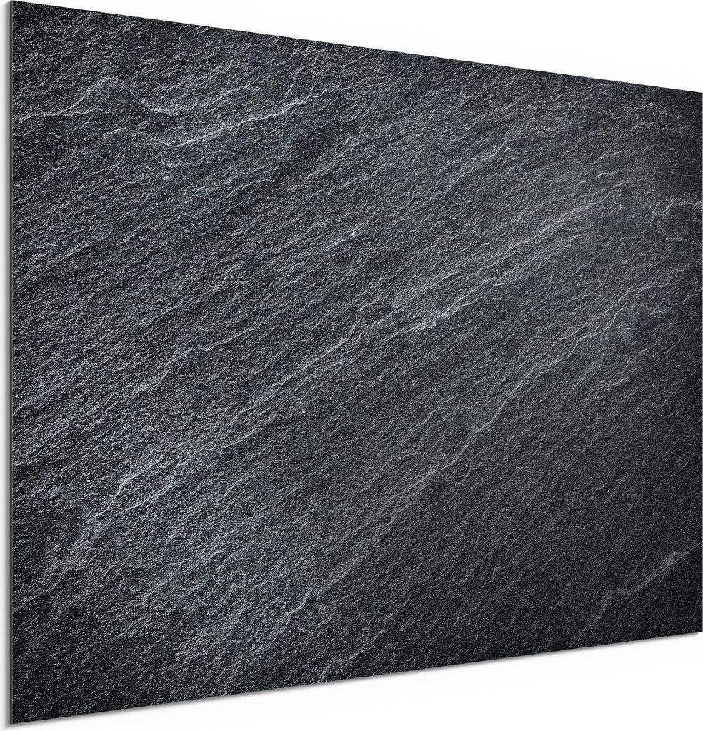 DEQORI Alu-Dibond Bild Silber 60x40 cm 'Klassischer Schieferstein' Wandbild Metall dünn