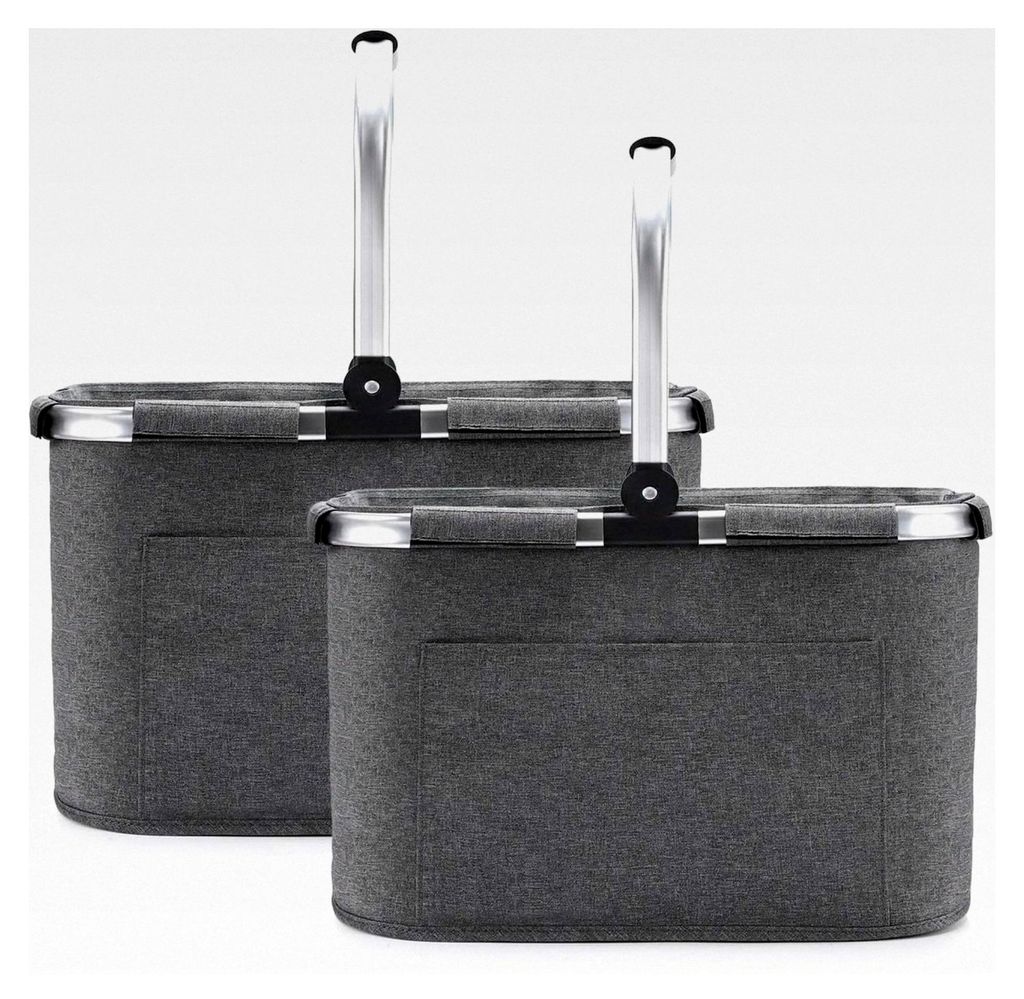 30L Einkaufskorb 2pcs Erschwinglich Picknickkorb Einkaufstasche Tragekorb mit Aluminiumgriff Faltbar große Einkaufskörbe