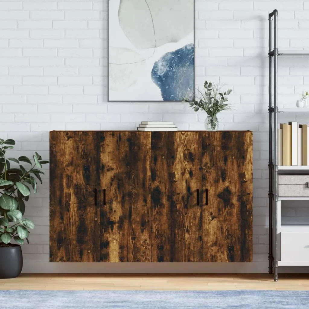 Armadi a Muro vidaXL Rovere Fumé 2 pz - Salvaspazio Design per Soggiorno
