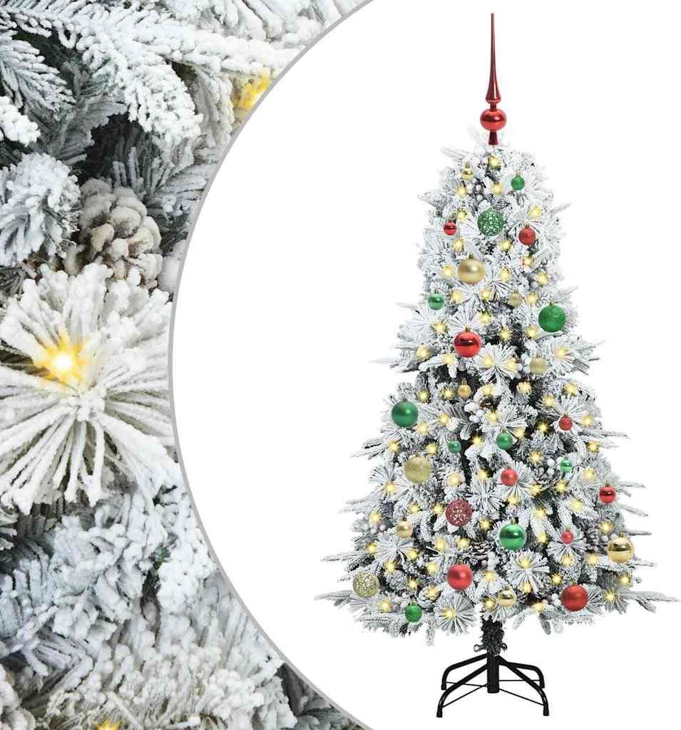 vidaXL Künstlicher klappbarer Weihnachtsbaum Weiß 150 cm PE und PVC