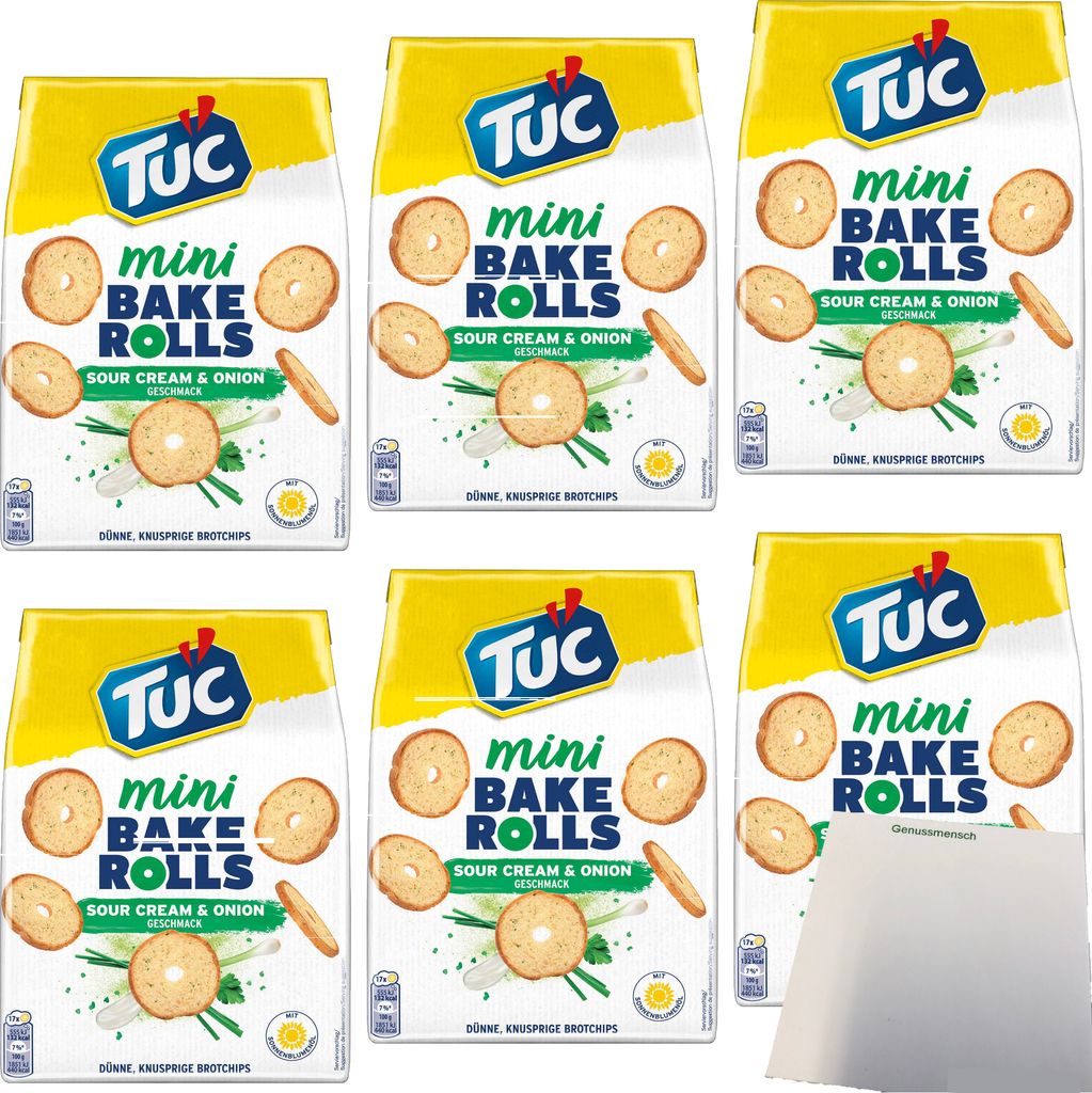 TUC Bake Rolls Sour Creme & Onion 6er Pack (6x150g Beutel) Produktbild 