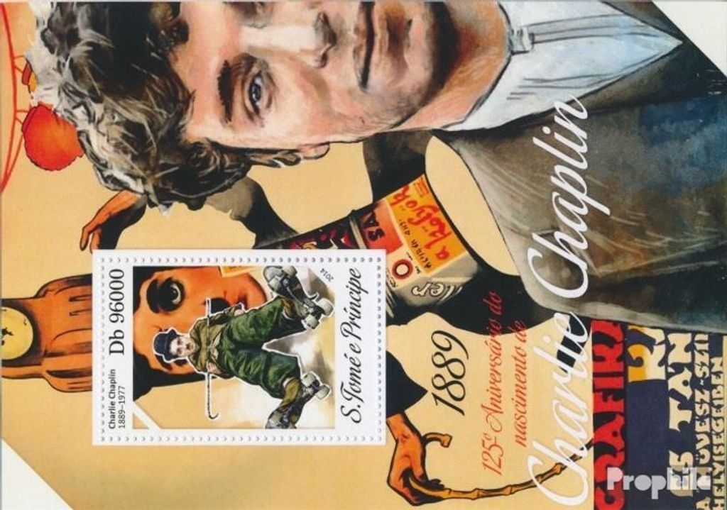 Briefmarken Sao Tome e Principe 2014 Mi Block 957 (kompl. Ausgabe) postfrisch Charlie Chaplin