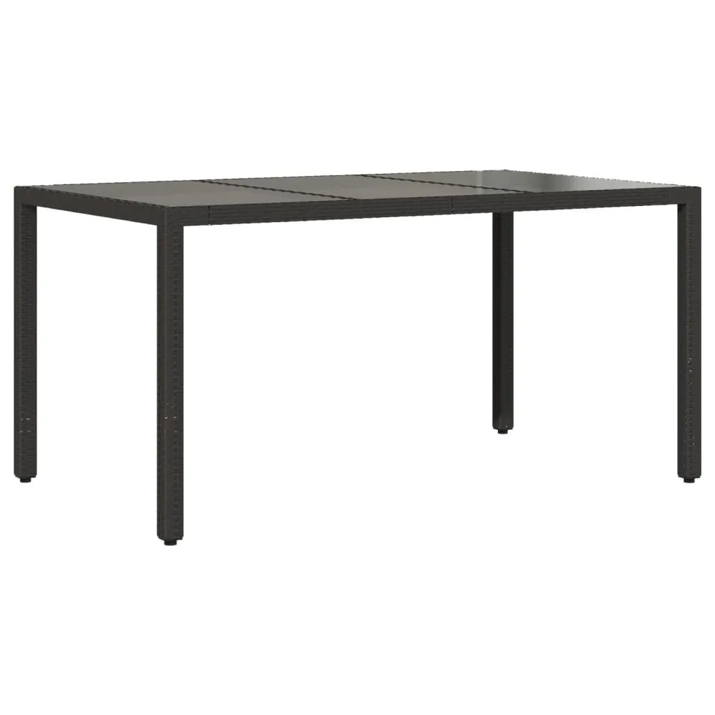 Tavolo Pranzo Giardino vidaXL 150x90 Nero Vetro e Rattan Sintetico