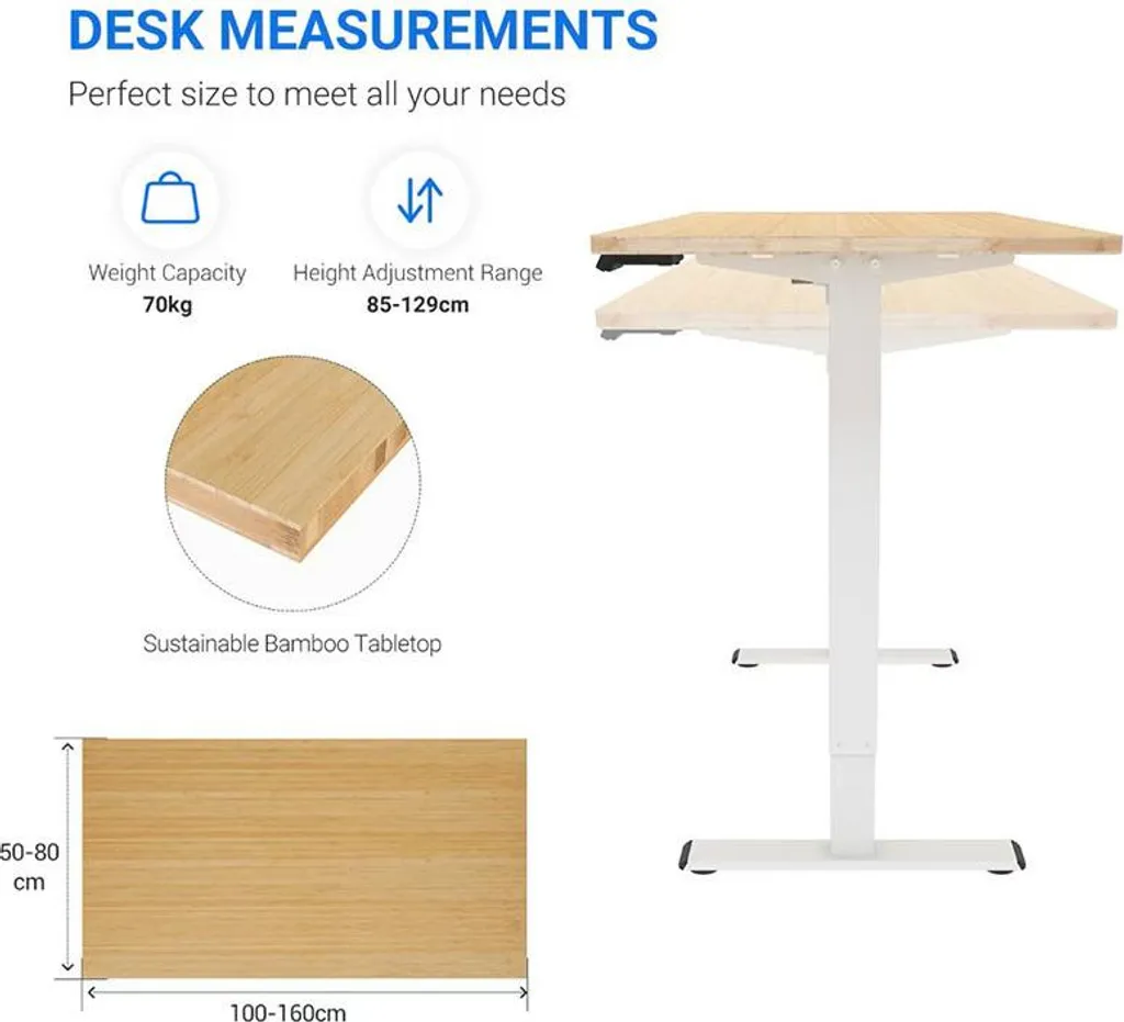 Structure de bureau motorisée blanche avec hauteur ajustable EG1W - 4
