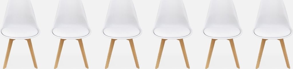 sweeek - 6 skandinavische Stühle mit Holzbeinen - Weiß Produktbild 