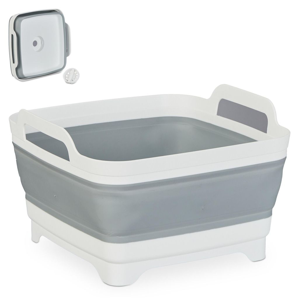 Relaxdays umývadlo s odtokom, skladacie umývadlo, 9 l, Obrázok produktu 