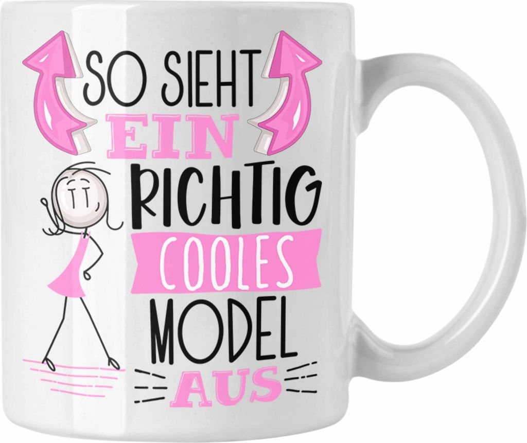 Trendation - Model Tasse Geschenk So Sieht Ein RIchtig Cooles Model Aus Geschenkidee Lustiger Spruch Geburtstag Becher Kaffeetasse (Weiß)