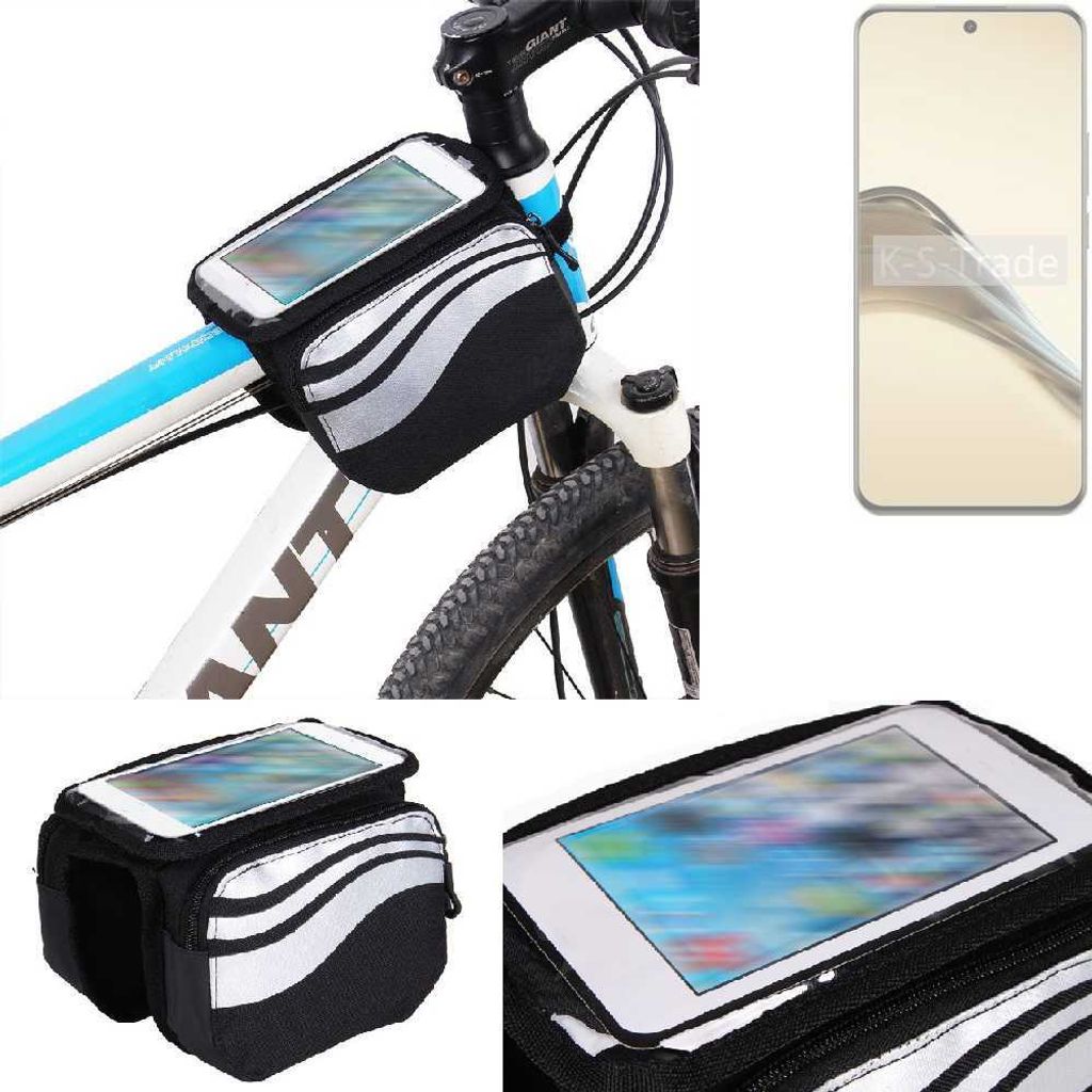 K-S-Trade Rahmentasche Fahrrad-Halterung kompatibel mit Realme 13 Pro 5G China Rahmenhalterung Fahrrad Handyhalterung Fahrradtasche Handy Smartphone