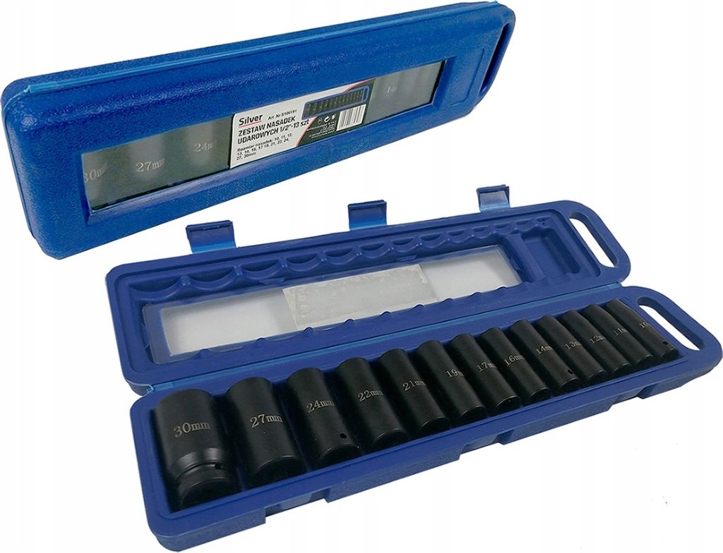 ELMAX| Schlagschrauber Nüsse, 1/2 10-32mm 13TLG, Langnuss Satz, Impact Socket Set, Kraft-Steckschlüssel-Einsatz-Satz
