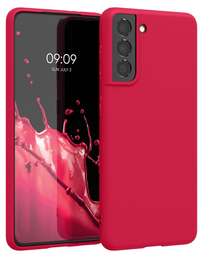 kwmobile Handyhülle für Samsung Galaxy S21 Hülle - TPU Case - Kabelloses Laden - Schutzhülle Cover in Neon Pink