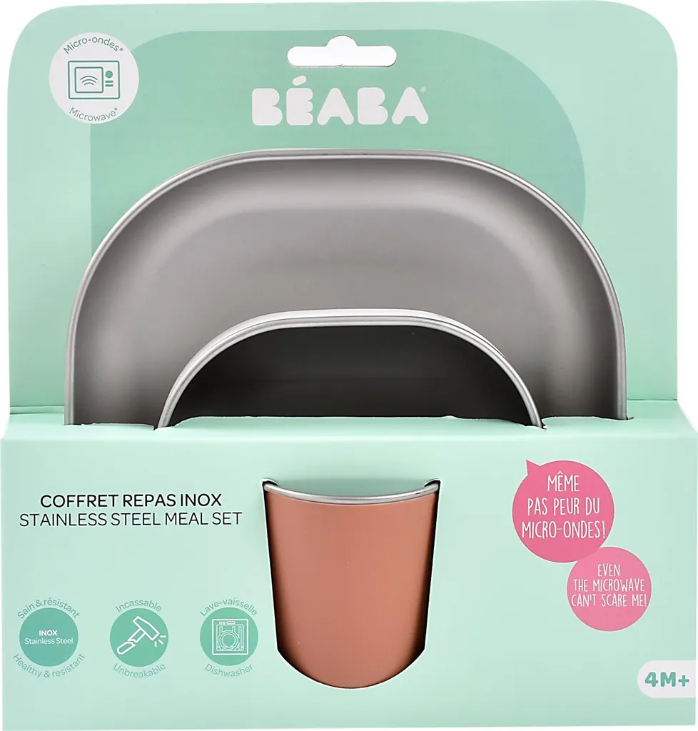 Coffret Repas Bébé Inox Beaba Terre Cuite - Service de Table Incassable - 3