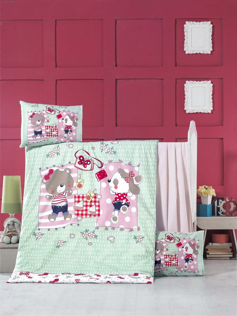L'Essentiel Linge de Maison, Sleepy, Baby-Bettbezug-Set, Grün, 100 x 150 cm