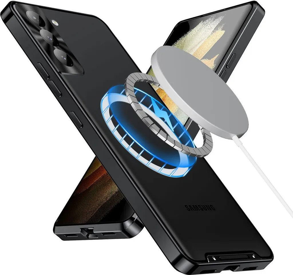 Custodia Magnetica Sottile Samsung S22+ Metallo Nero Opaco