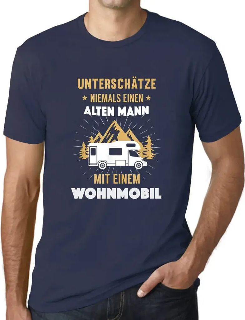 Herren Grafik T-Shirt Unterschätze Niemals Wohnmobil Öko-Verantwortlich Vintage Jahrgang Kurzarm Lustige Druck Geburtstag Geschenk Mann