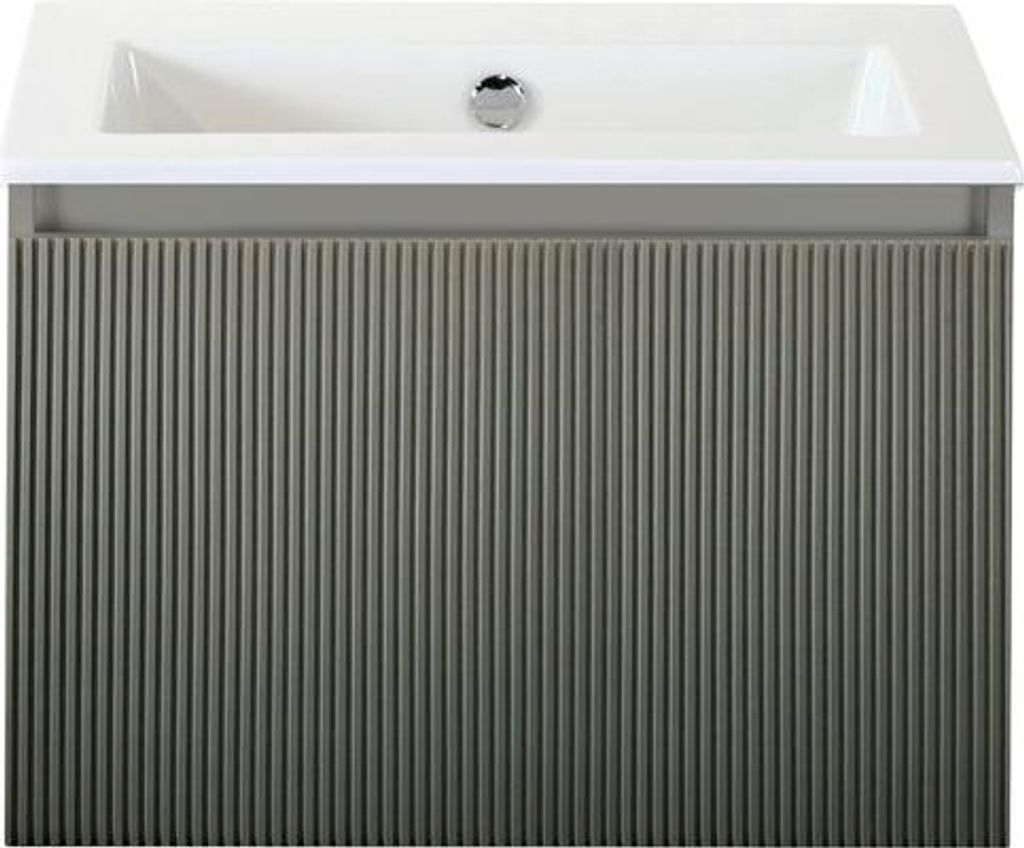 Badmöbelset 2-teilig Einzelbadmöbel Sanox Frozen 3D BxHxT 61 x 42 x 46 cm Frontfarbe petrol mit Waschtisch Keramik weiß
