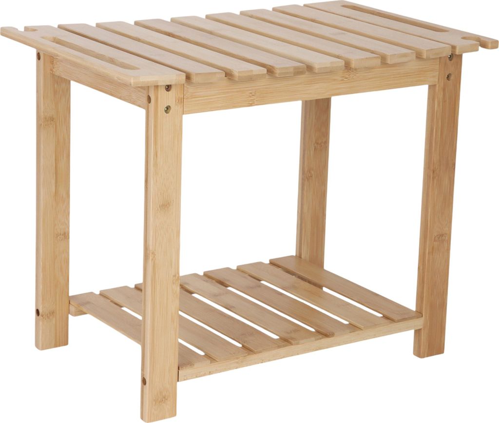 relaxdays Badhocker aus Bambus mit Ablage