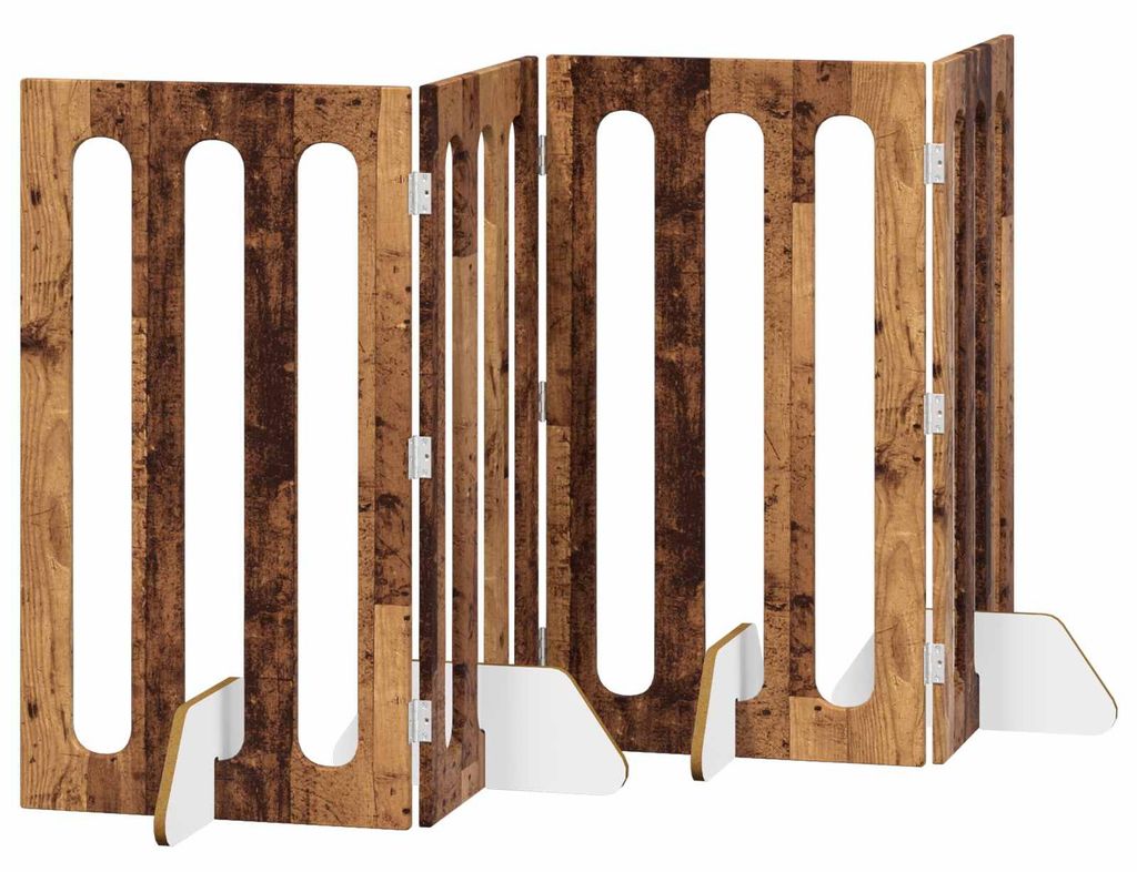Eleganten-Stil Faltbarer Haustierzaun 4 pcs,Modernes Design,Hundezwinger & -ausläufe, Eichenholz 201x38x90 cm - Sonstiges Hundezubehör - Möbel26