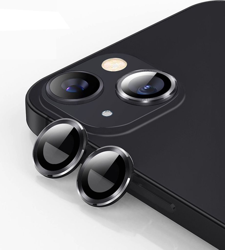 Für Apple iPhone 15 / 15 Plus Schutzglas Kamera Linse Hart Glas H9 Schwarz