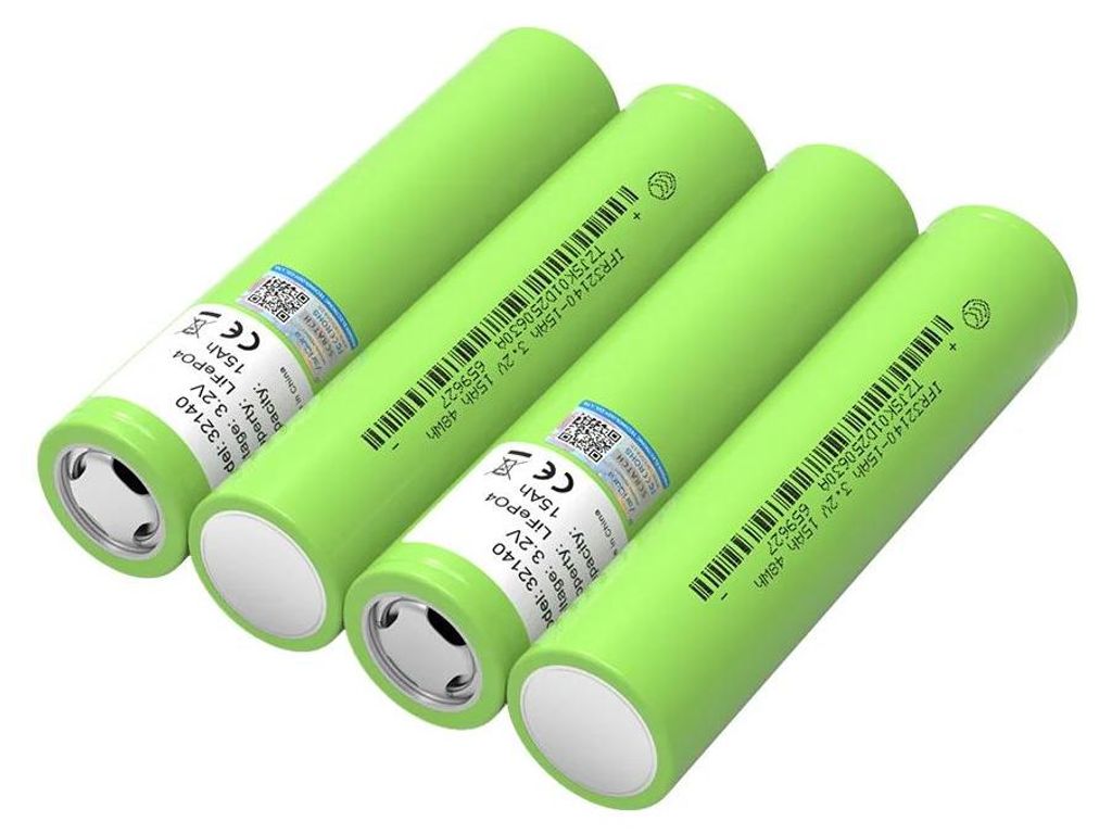 LiFePO4 Batteriezelle - 32140 3,2V 15Ah - 6er Pack Rundzellen - Für 4S 12V 24V Akku Pack - Solarspeicher Auto Motorrad