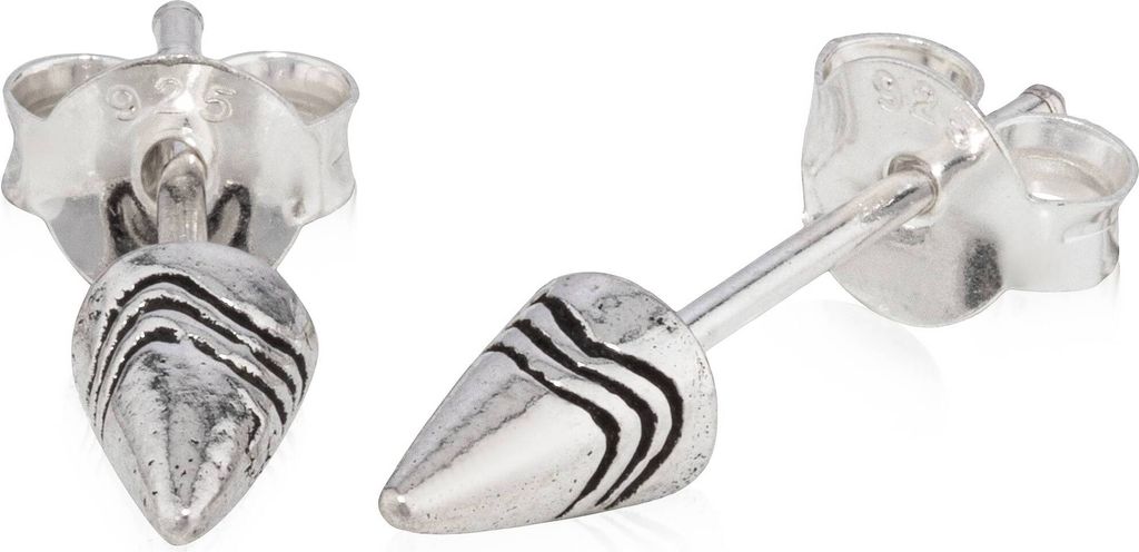 Paar Spitze Ohrstecker 925 Silber Oxidiert Kleine Gothic Ohrringe 5mm Ohrschmuck