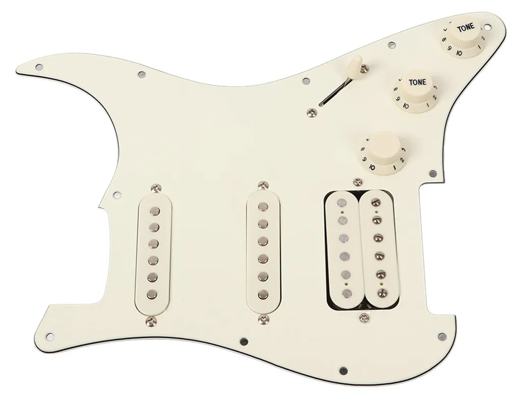 Plaque de montage blanche SSH19 pour guitare avec micros pré-câblés - 3