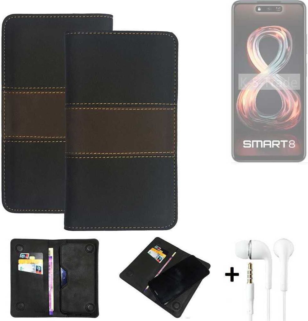 K-S-Trade Handyhülle + Kopfhörer kompatibel mit Infinix Smart 8 Schutzhülle Walletcase Bookstyle Tasche Schutz Case Hülle Wallet Cover Kunstleder