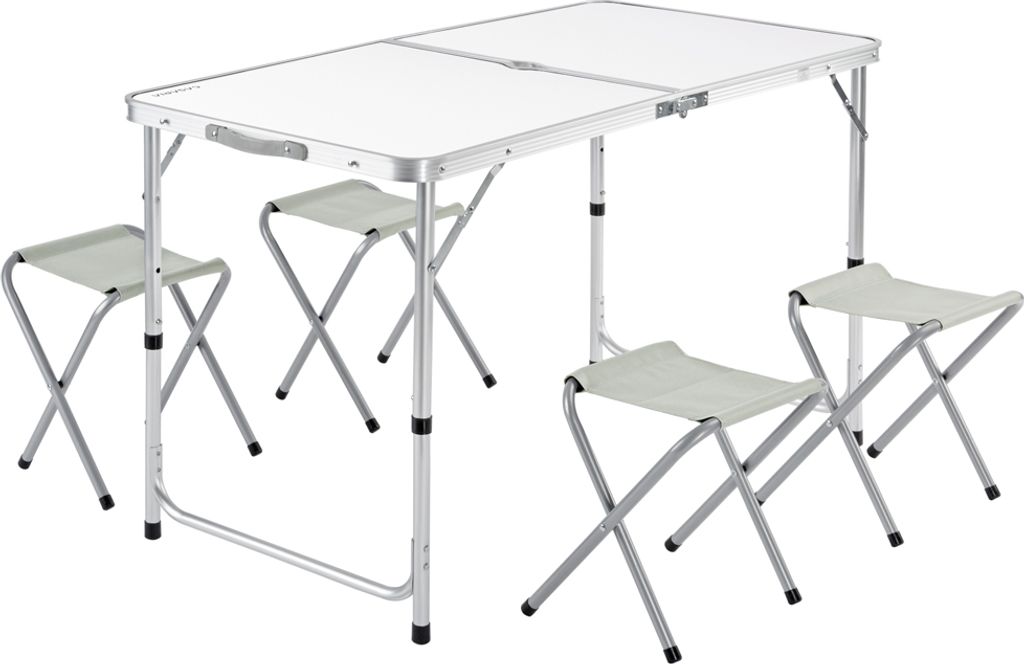 CASARIA Klapptisch Wetterfest Höhenverstellbar Campingtisch mit Stühlen Gartentisch Falttisch 120x60cm Klappbar leicht transportabel 4 Personen...