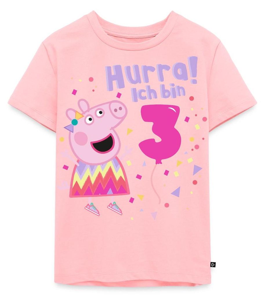 Spreadshirt Peppa Wutz Hurra Ich Bin 3 Jahre Kinder Premium T-Shirt, 110/116 (4 Jahre), Rosa