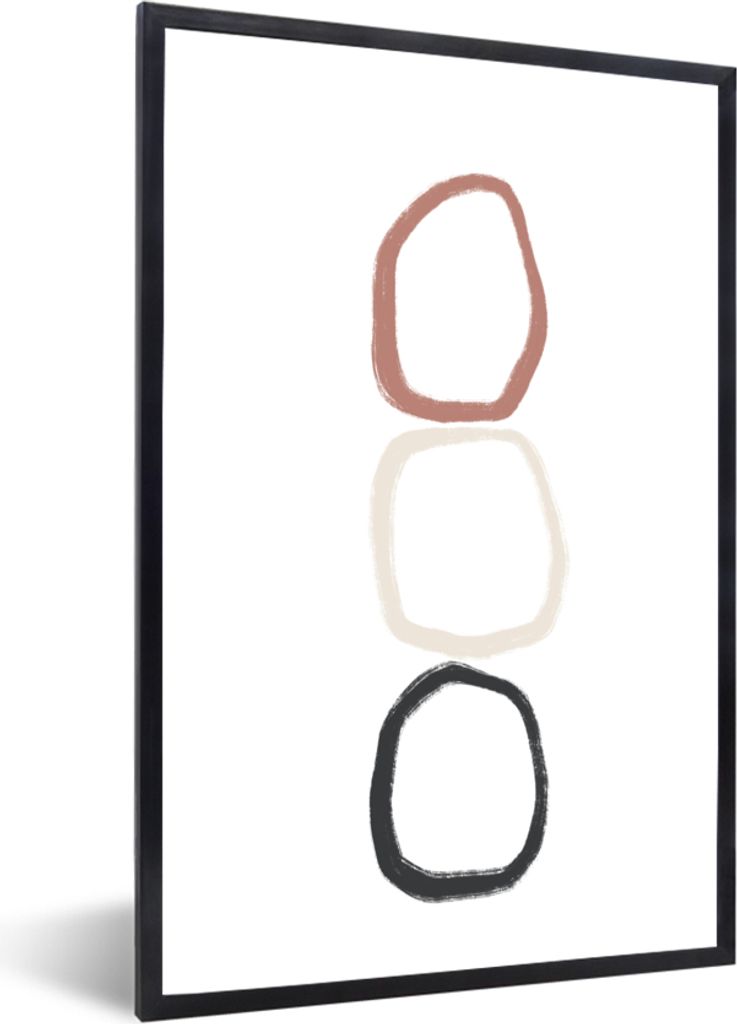 MuchoWow Gerahmtes Poster Minimalismus - Geometrische Formen - Pastell 60x90 cm - Poster mit Schwarzem Bilderrahmen Wandposter Rahmen Foto Bilder...