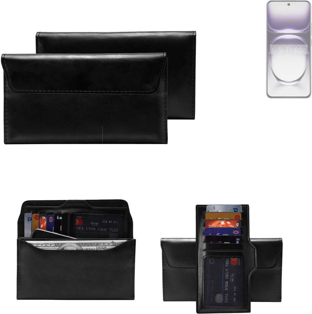 K-S-Trade Handy Hülle kompatibel mit Oppo Reno12 Pro PJW110 Schutz Hülle Tasche Schutz Case Handytasche Kunstleder schwarz, 1x