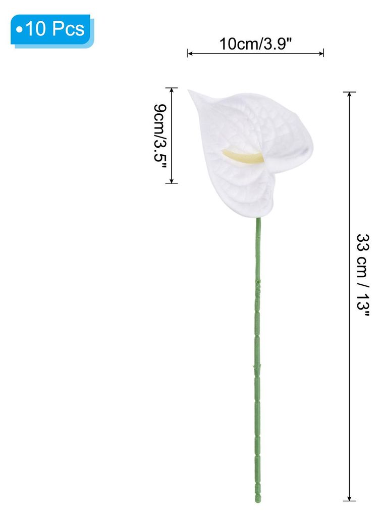 13" Kš¹nstliche Anthurium Lilienblumen, 10er Packung Dauerhafte Blumenstr?u?e fš¹r Zuhause Dekoration Braut Hochzeit Festival Party, Wei?