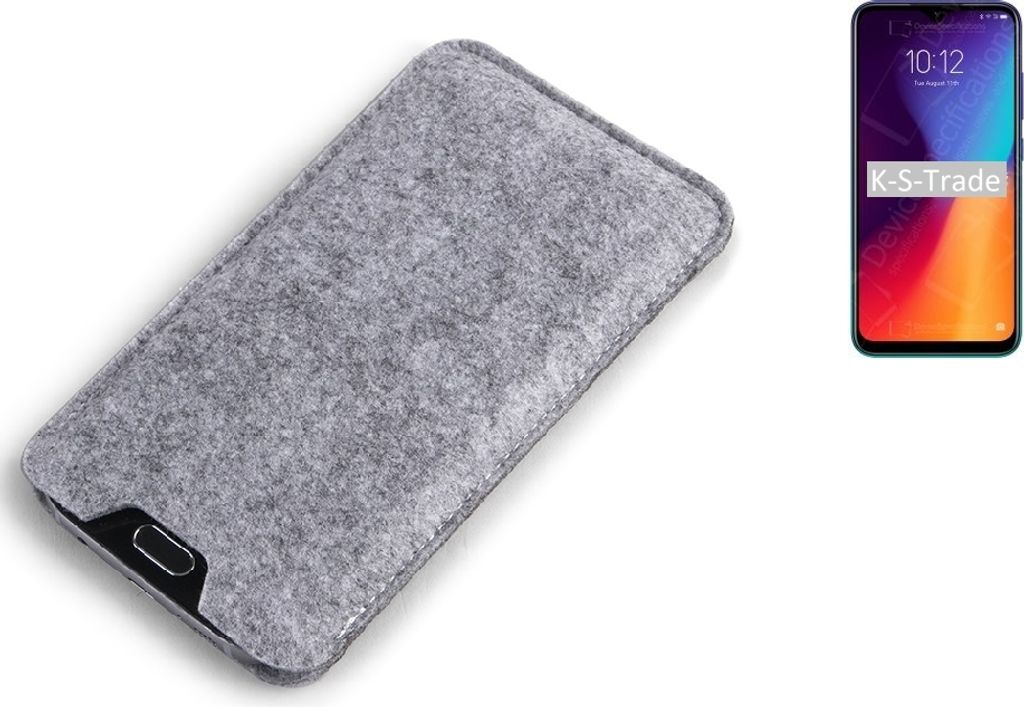 K-S-Trade Filz Handyhülle kompatibel mit Lenovo K10 Plus Schutzhülle Filztasche Filz Tasche Case Sleeve Handy Hülle Filzhülle grau