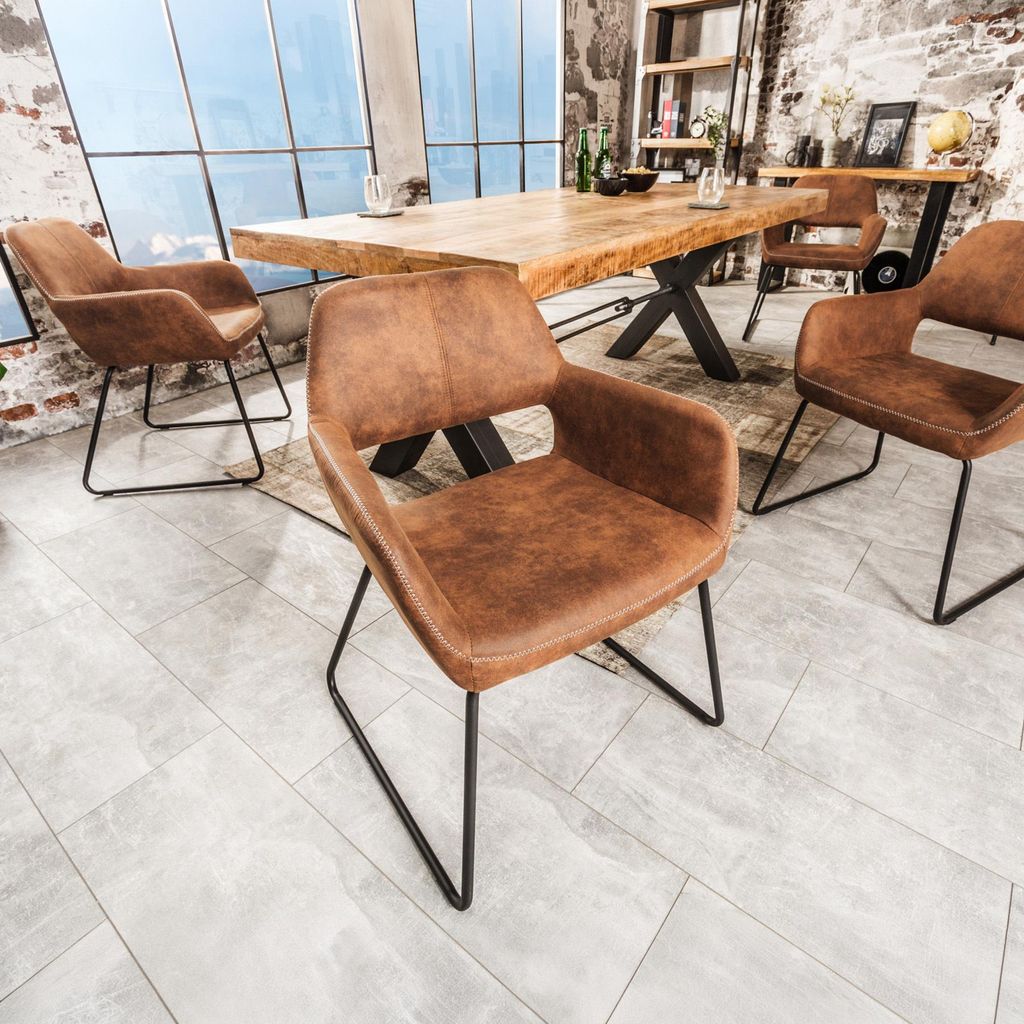 riess-ambiente Stuhl MUSTANG antik braun Microfaser Metall Produktbild 