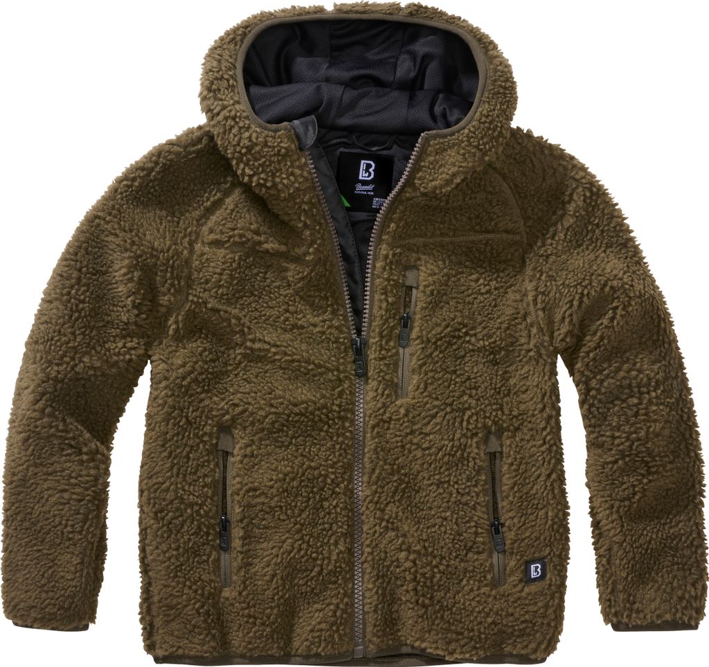 Brandit Kinder Teddyfleece Outdoorjacke Kapuzen Größe 122/128 Farbe Oliv