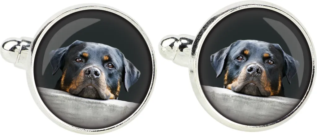 Set Gemelli e Collana Rottweiler Art-Dog | Gioielli Cane di Alta Qualità
