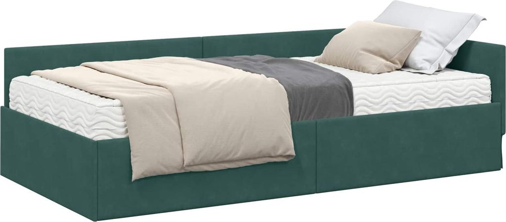 Eckbettgestell mit Matratze Sonstiges 2 pcs Grün Samt