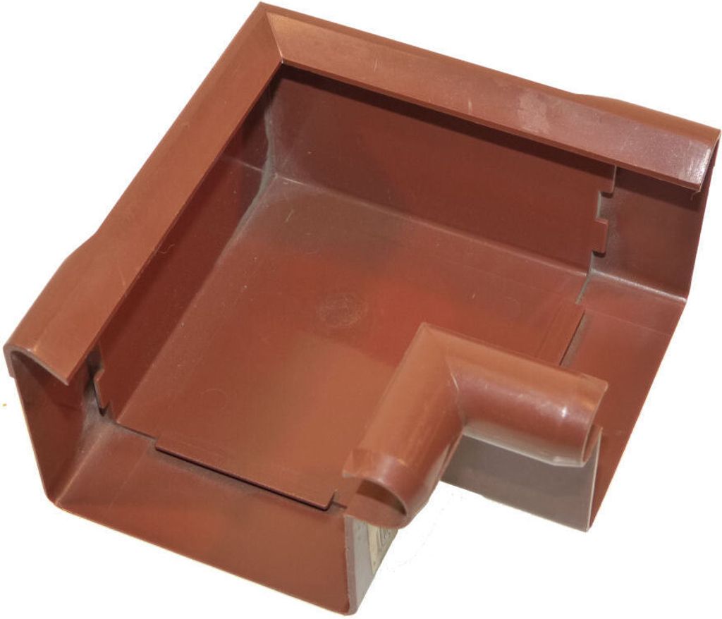INEFA Rinnenwinkel 90 Grad kastenförmig Innenwinkel, PVC NW68 / 68mm Braun Wulst innen, Verbindungsstück Dachrinnenzubehör, Germany