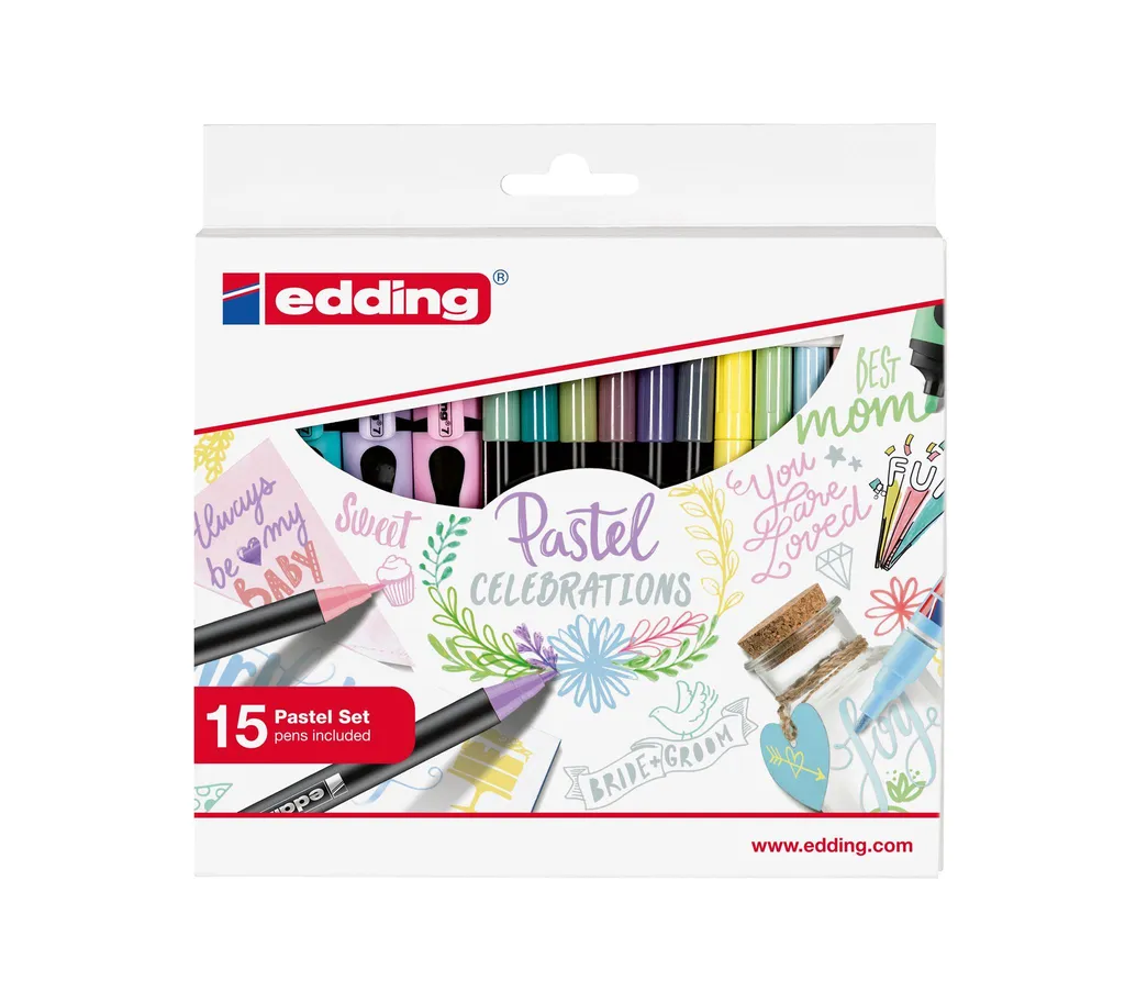 edding Jeu de 15 crayons de couleur pastel haute qualité pour dessin